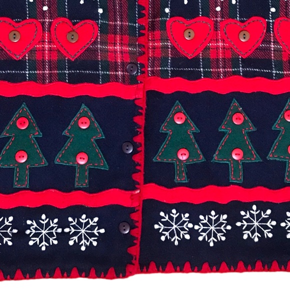 New Directions M Vintage Wool Winter Cottage core Patchwork Ugly Christmas Vest - Picture 4 of 6